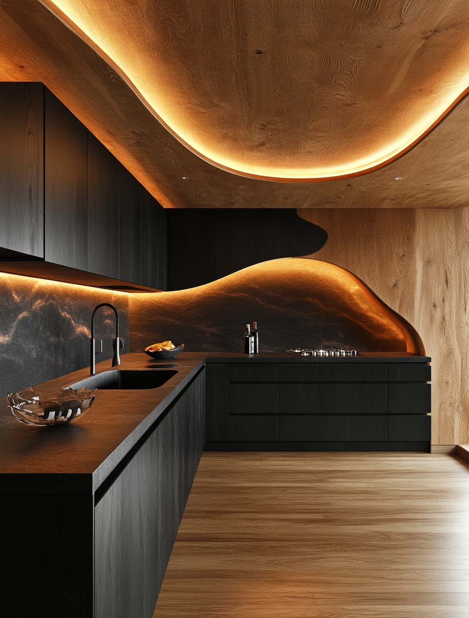 Cozinha planejada moderna com ilha central