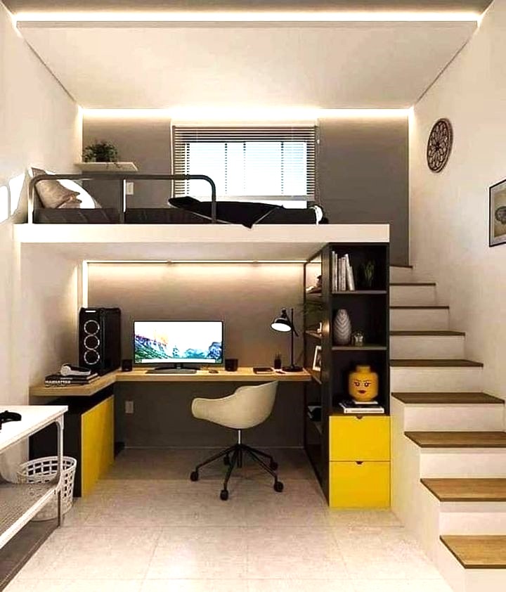 Quarto planejado com closet integrado